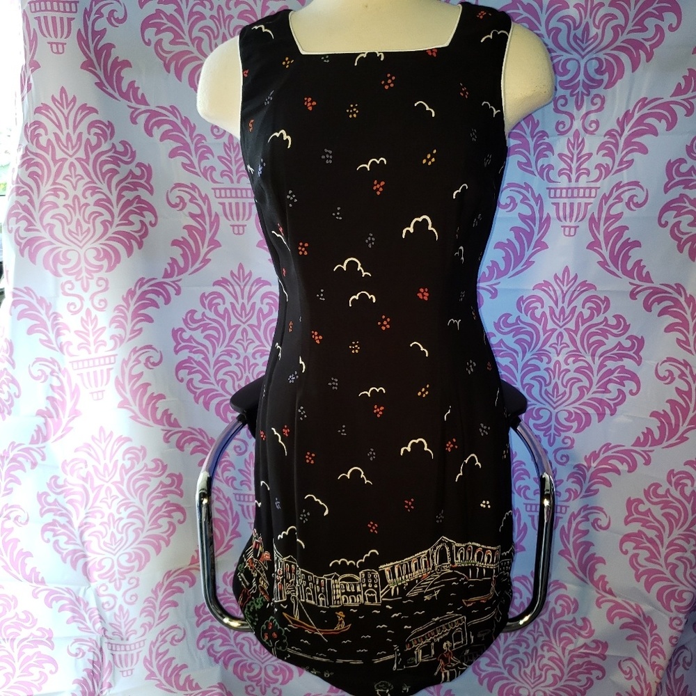 Vintage CDC Blk & Multicolored Art Print Dress